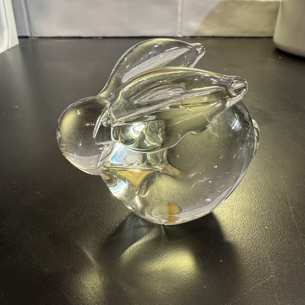 Vintage Interpur Solid‎ Clear Glass Bunny Rabbit Figurine Paperweight